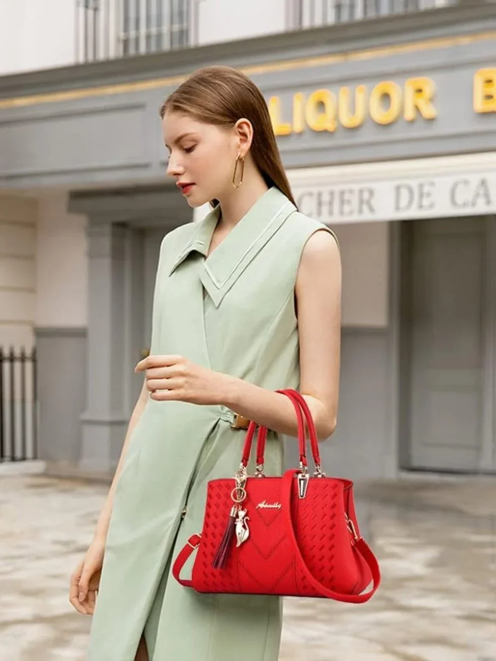 Women's 1-bright Red Shoulder Bag Ladies Satchel Messenger Tote Bag Purses